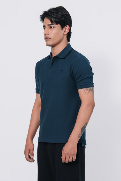 Pique Texture Polo Shirt – Teal