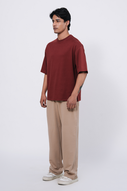Premium Interlock Oversized T-Shirt – Red
