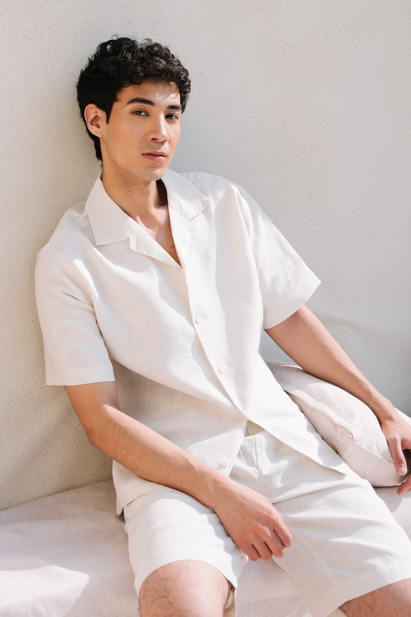 Cuban Collar Boxy Fit Shirt – White