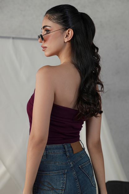 Fold Over Bandeau - Burgundy