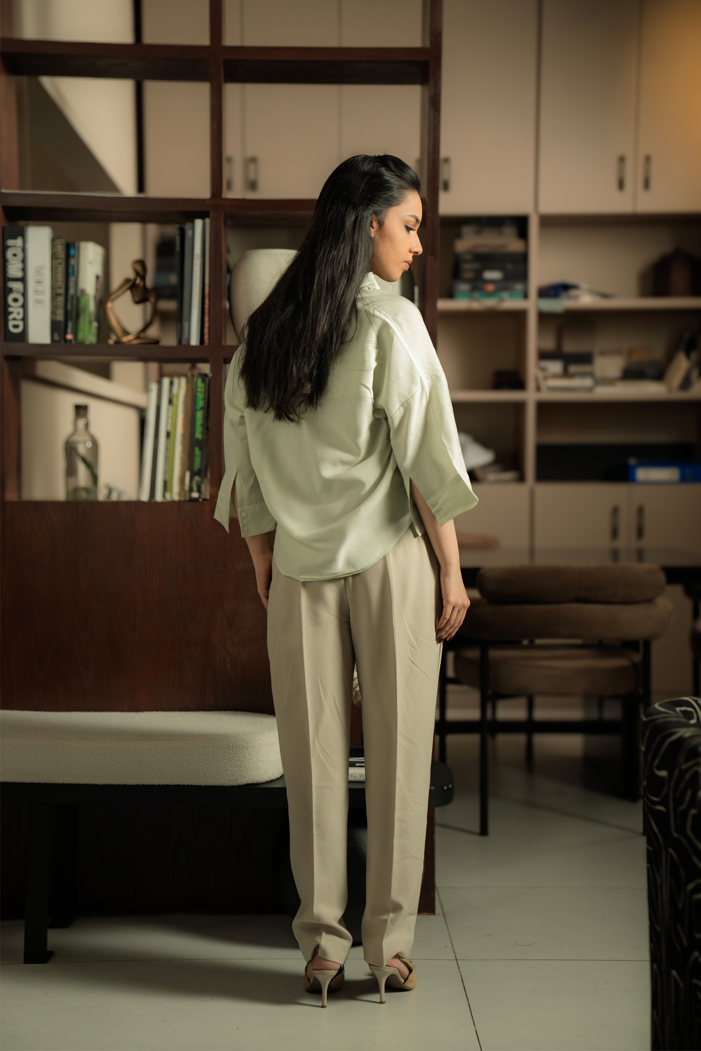 Cropped Box Fit Shirt - Pastel Green