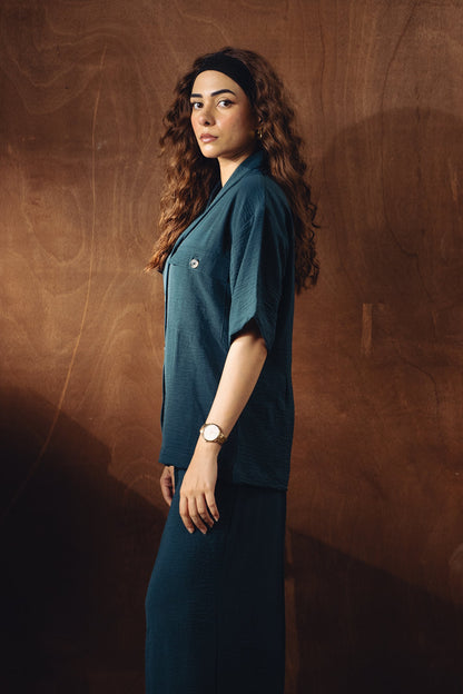 Shawl Collar Co-ord Set - Dark Teal