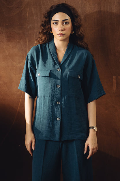 Shawl Collar Co-ord Set - Dark Teal