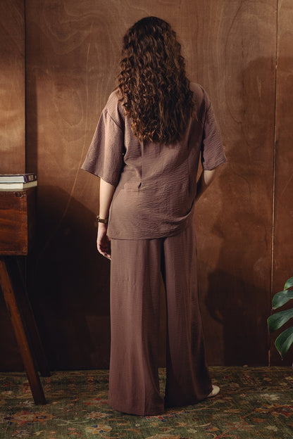 Shawl Collar Cord Set - Salmon Pink