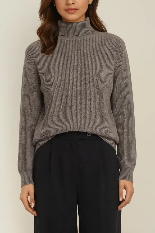 Warm Twilight Turtleneck Sweater - Dusty Taupe