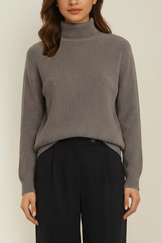 Warm Twilight Turtleneck Sweater - Dusty Taupe