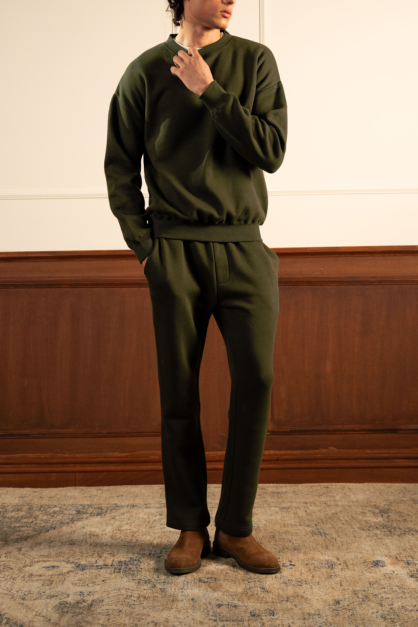 Men's Relaxed Sweatsuit - Dark Green