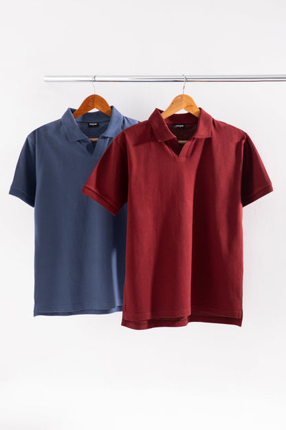 Textured Popcorn Polo Shirt – Maroon