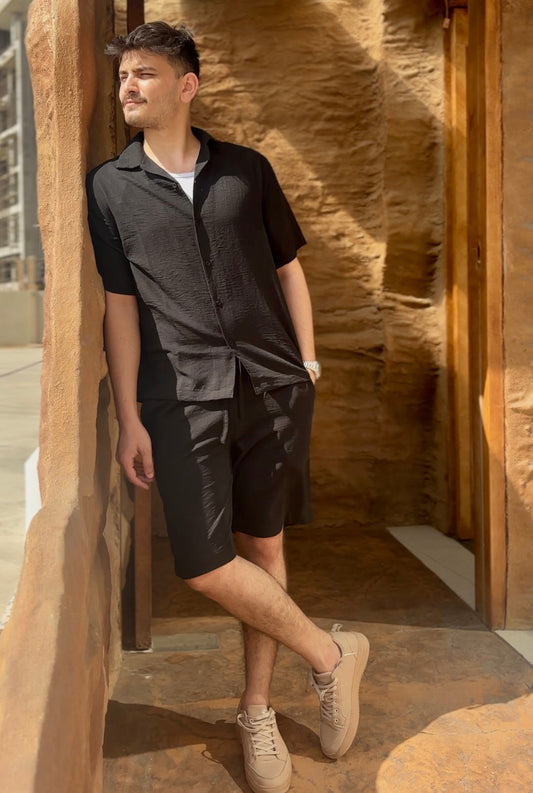 Cuban Collar Co-ord Set – Black