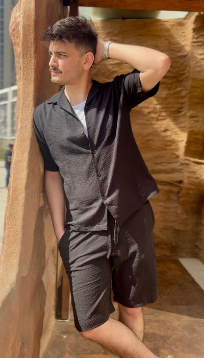 Cuban Collar Co-ord Set – Black