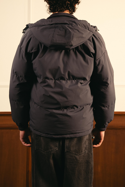 Insulated Hooded Puffer Jacket - Gray