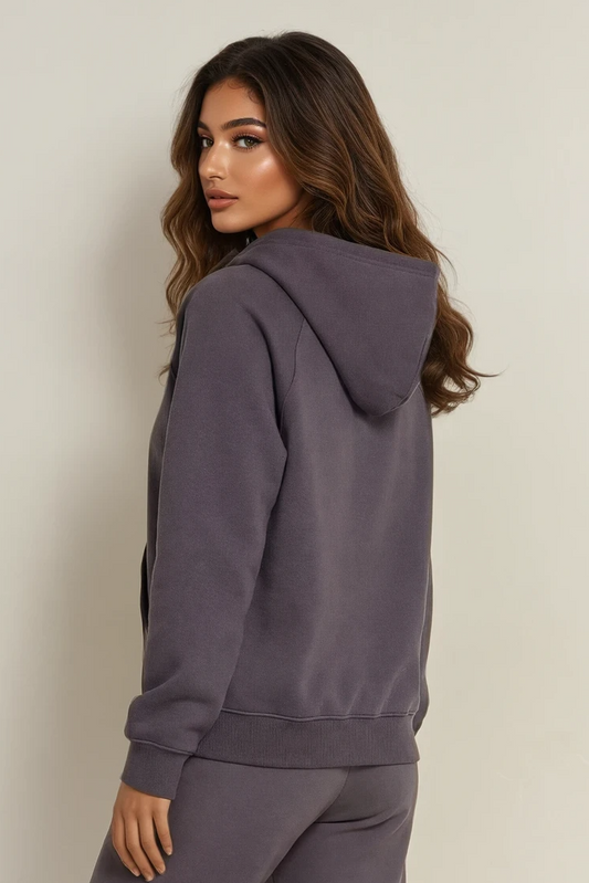Women Heavy Fleece Pull-over Hoodie - Ash Plum