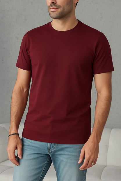 Premium Cotton T-Shirt – Maroon