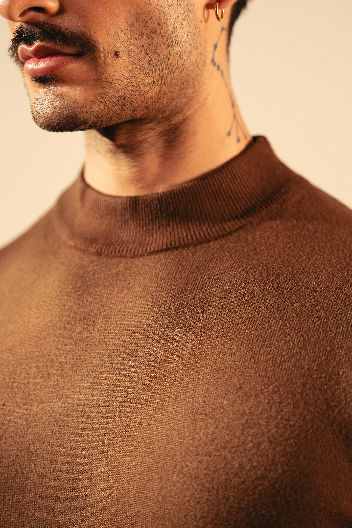 Soft Knit Mock Neck Sweater – Coffee