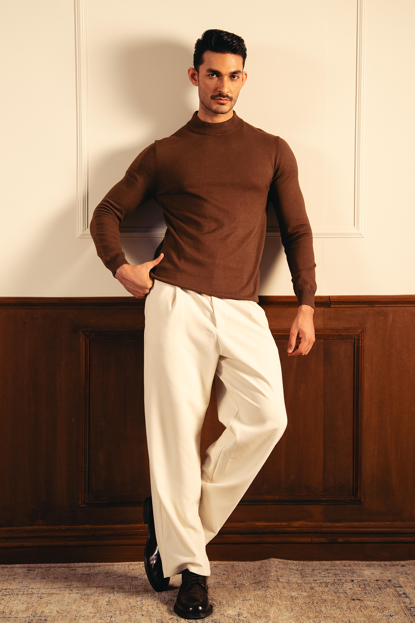 Soft Knit Mock Neck Sweater – Coffee