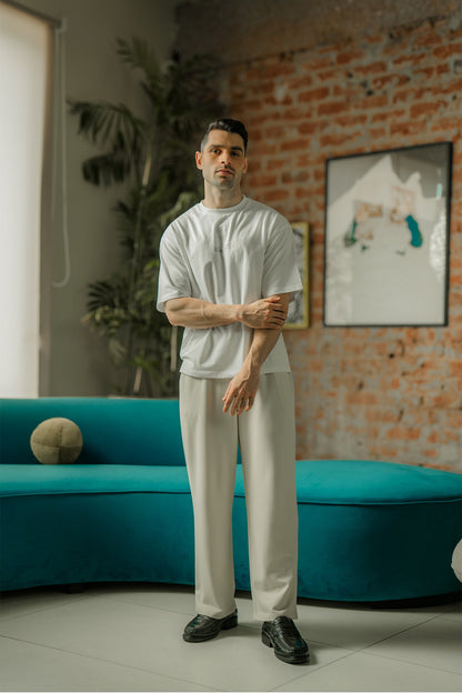 Relaxed Fit Terry Trousers – Ivory