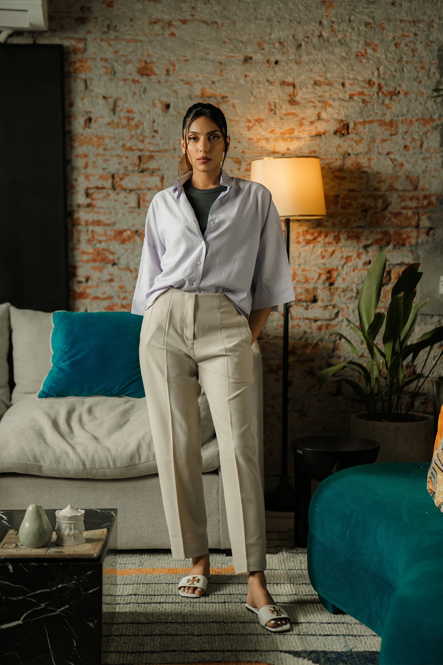 Cropped Box Fit Shirt - Lilac