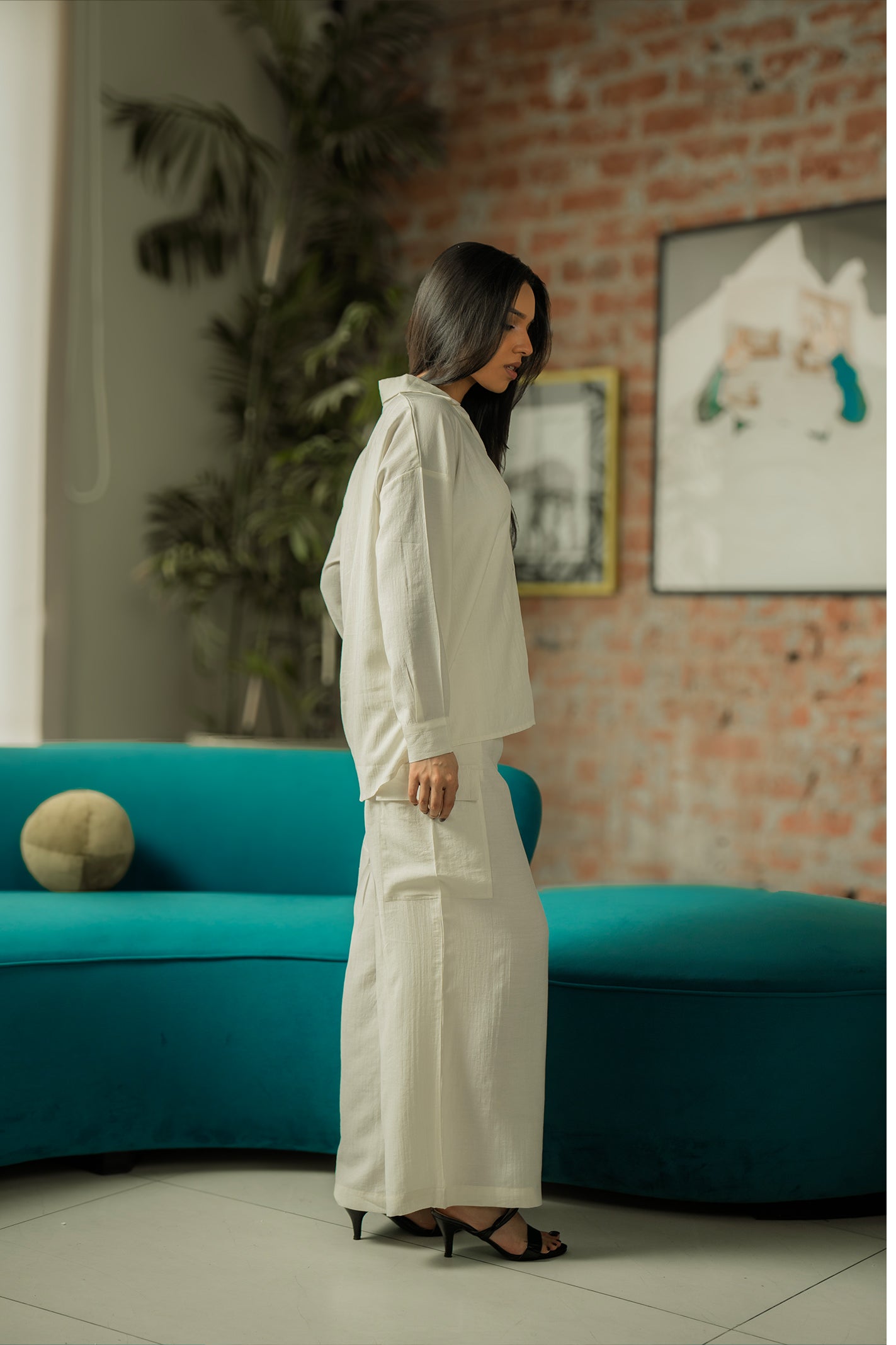 Co-ord Set with Cargo Pants - Cream