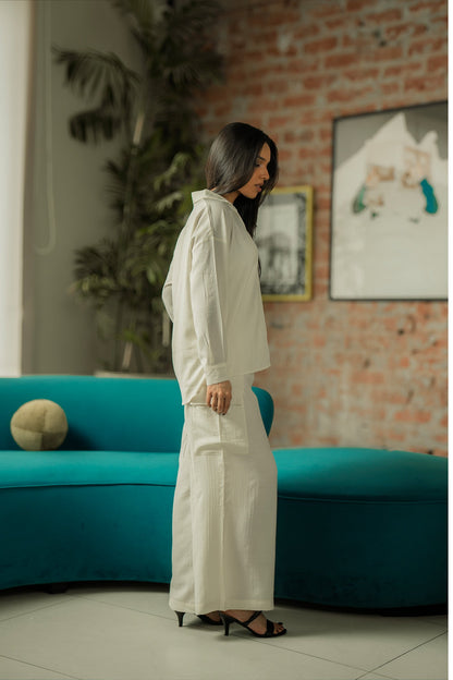 Co-ord Set with Cargo Pants - Cream