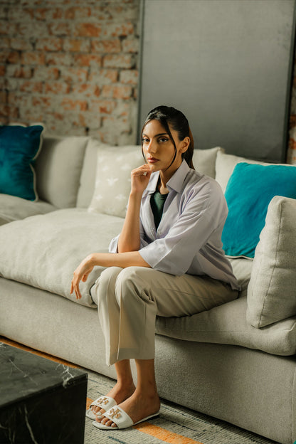 Cropped Box Fit Shirt - Lilac