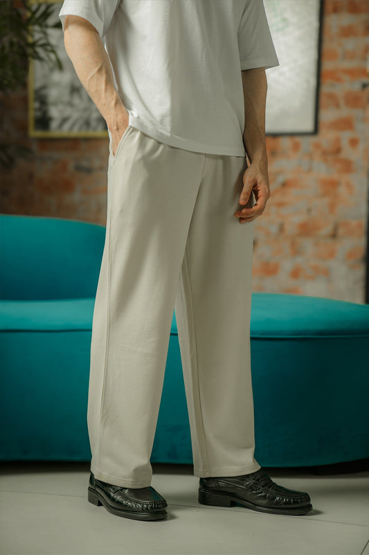 Relaxed Fit Terry Trousers – Ivory