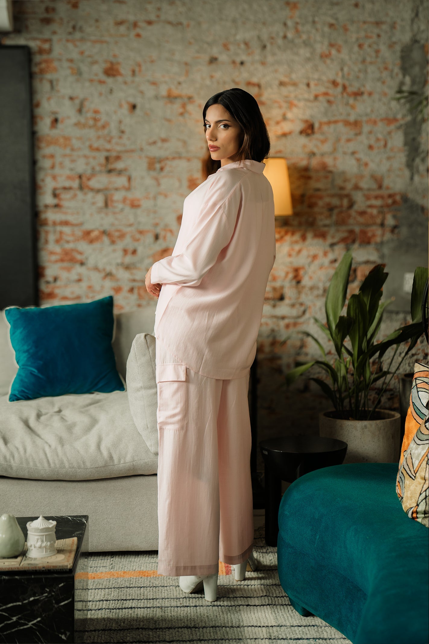 Co-ord Set with Cargo Pants - Pastel Pink