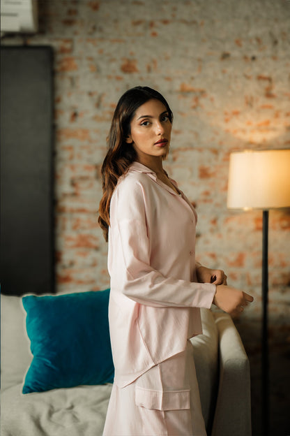 Co-ord Set with Cargo Pants - Pastel Pink