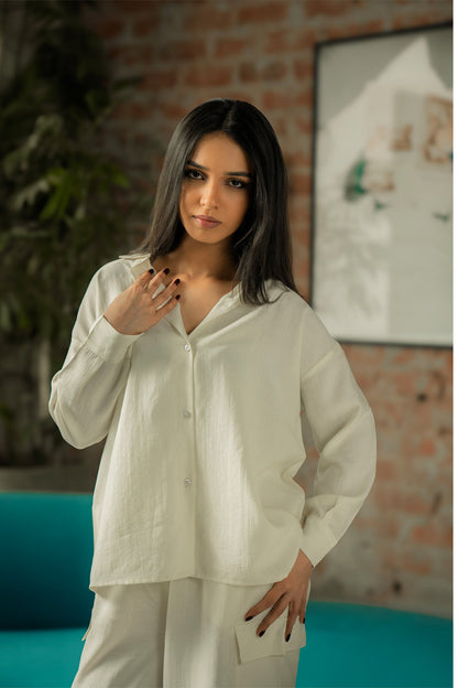 Co-ord Set with Cargo Pants - Cream