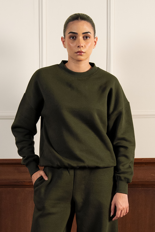 Classic Crew Neck Sweatshirt - Dark Green