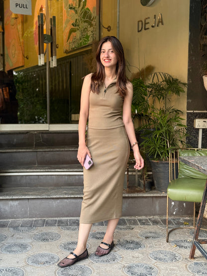 Zip Up Crop Top - Olive