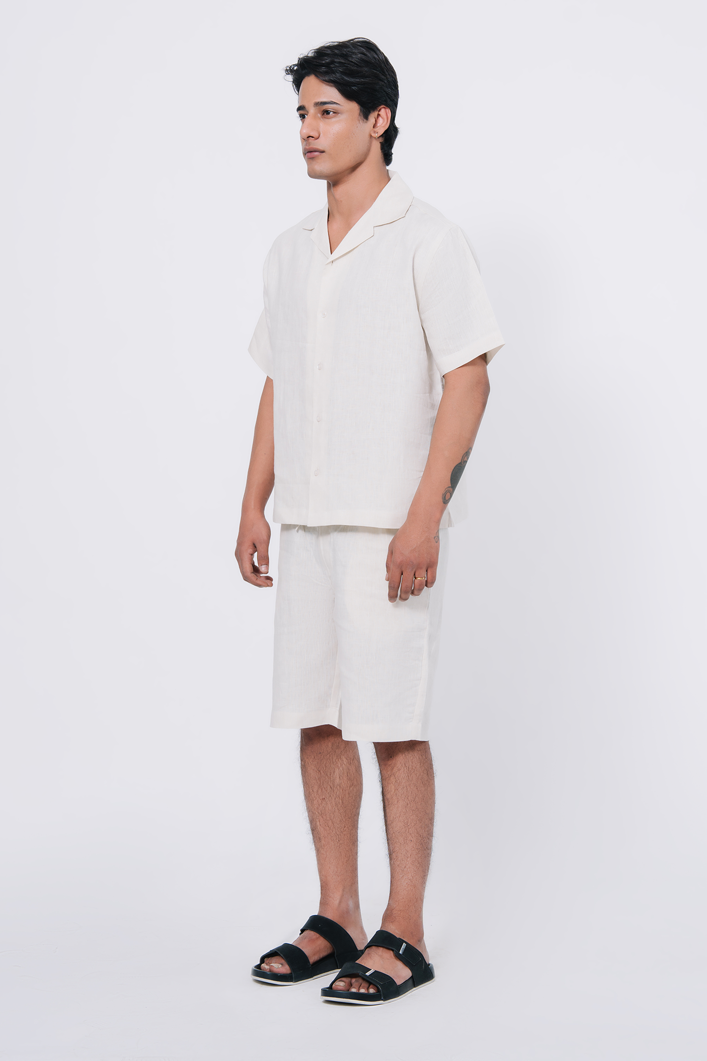 Cuban Collar Boxy Fit Shirt – White