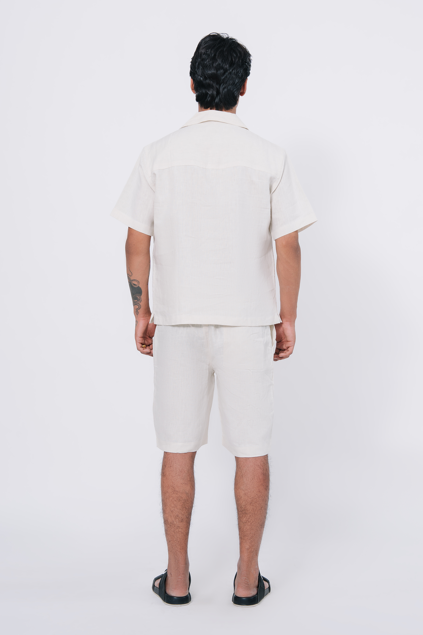 Cuban Collar Boxy Fit Shirt – White