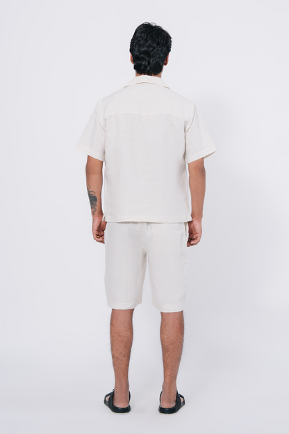 Cuban Collar Boxy Fit Shirt – White