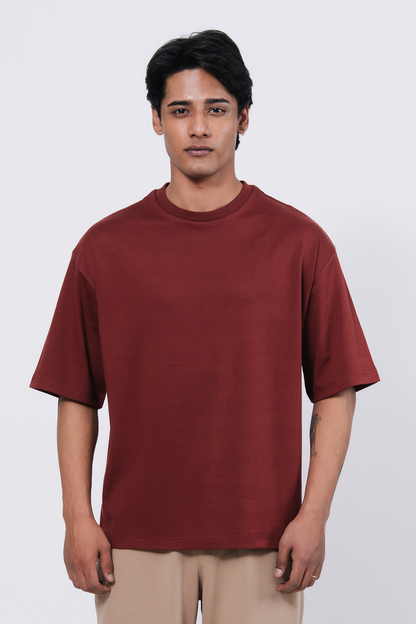 Premium Interlock Oversized T-Shirt – Red