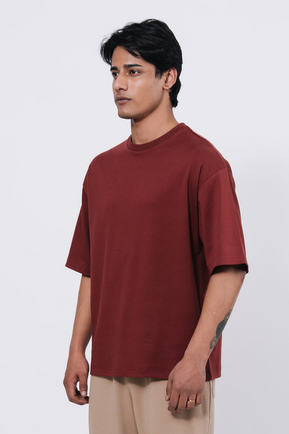 Premium Interlock Oversized T-Shirt – Red