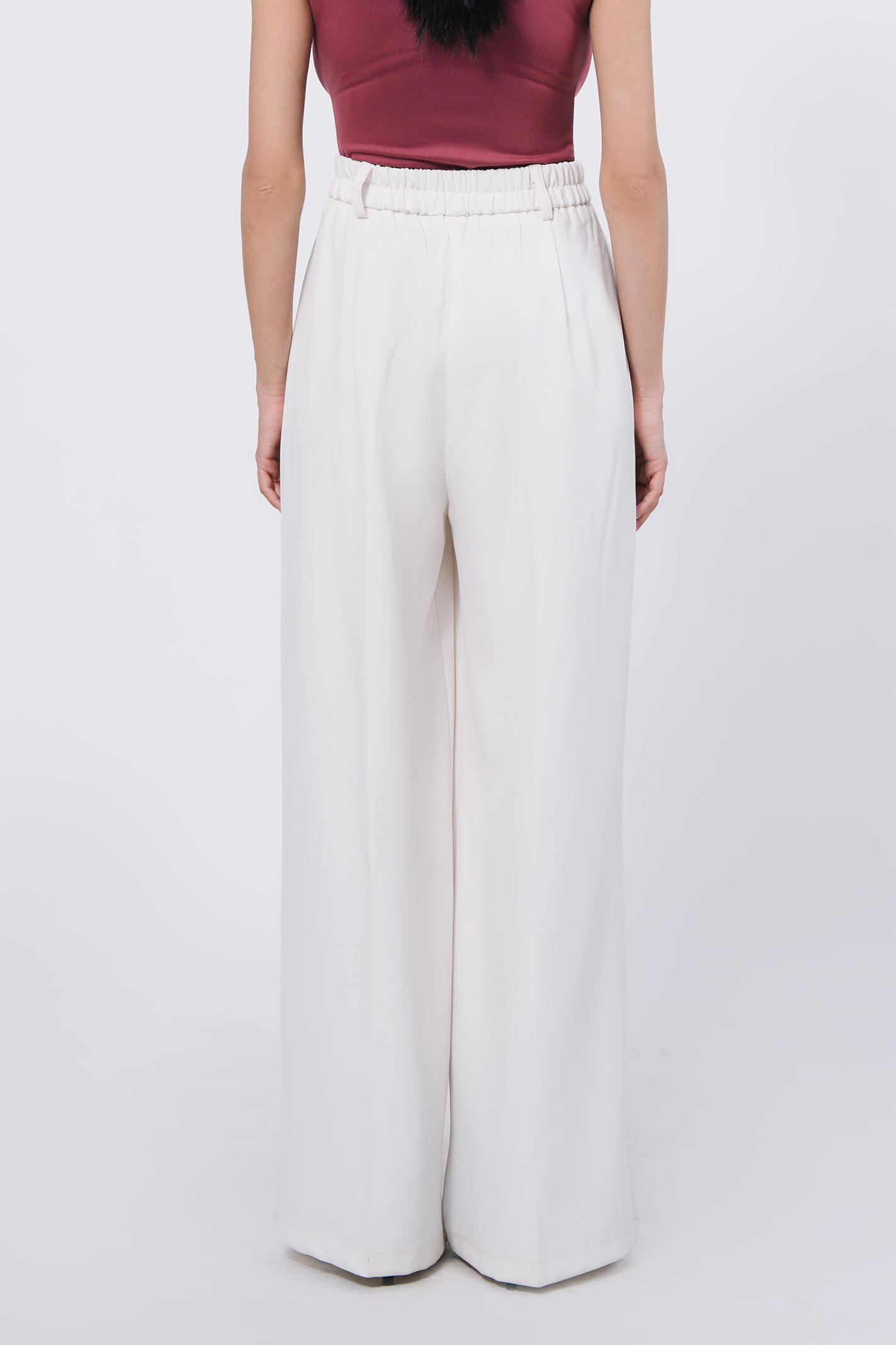 Pleated wide leg pants - White