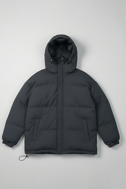 Insulated Hooded Puffer Jacket - Gray